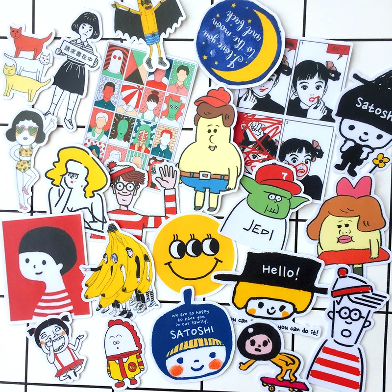 21PCS Funny and cute Stickers Crafts And Scrapbooking stickers book Student label Decorative sticker kids toys