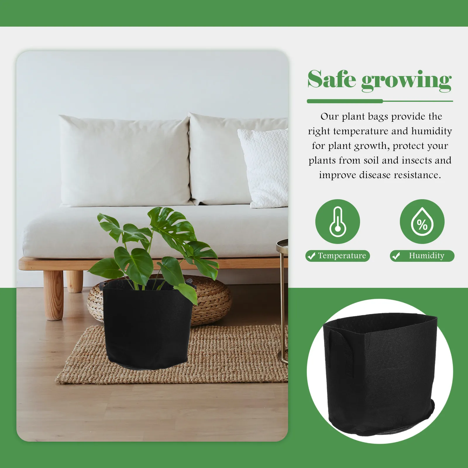 

6Pcs Thick Non-Woven Planting Bags Garden Use Plant Grow Bags for Flowers Vegetables Succulent Plants Non-Woven Plant Bag