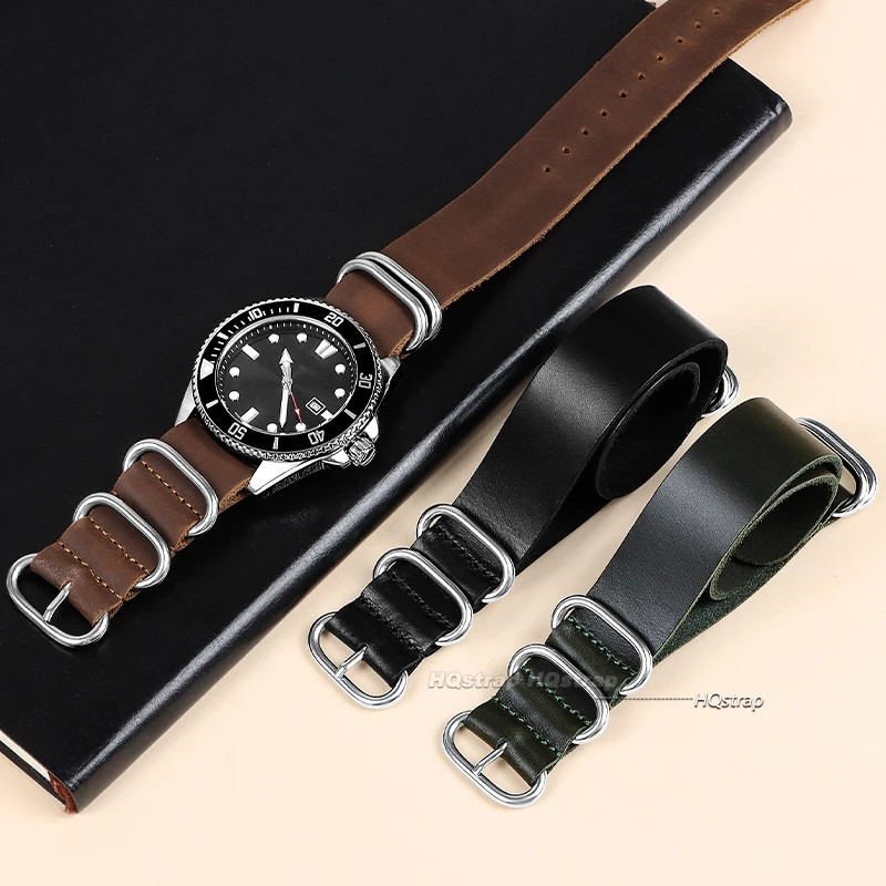 Vintage Cowhide Watch Band 18mm 20mm 22mm Handmade Cow Watch Strap for Seiko Replacement for Casio Men Women Watch Accessories