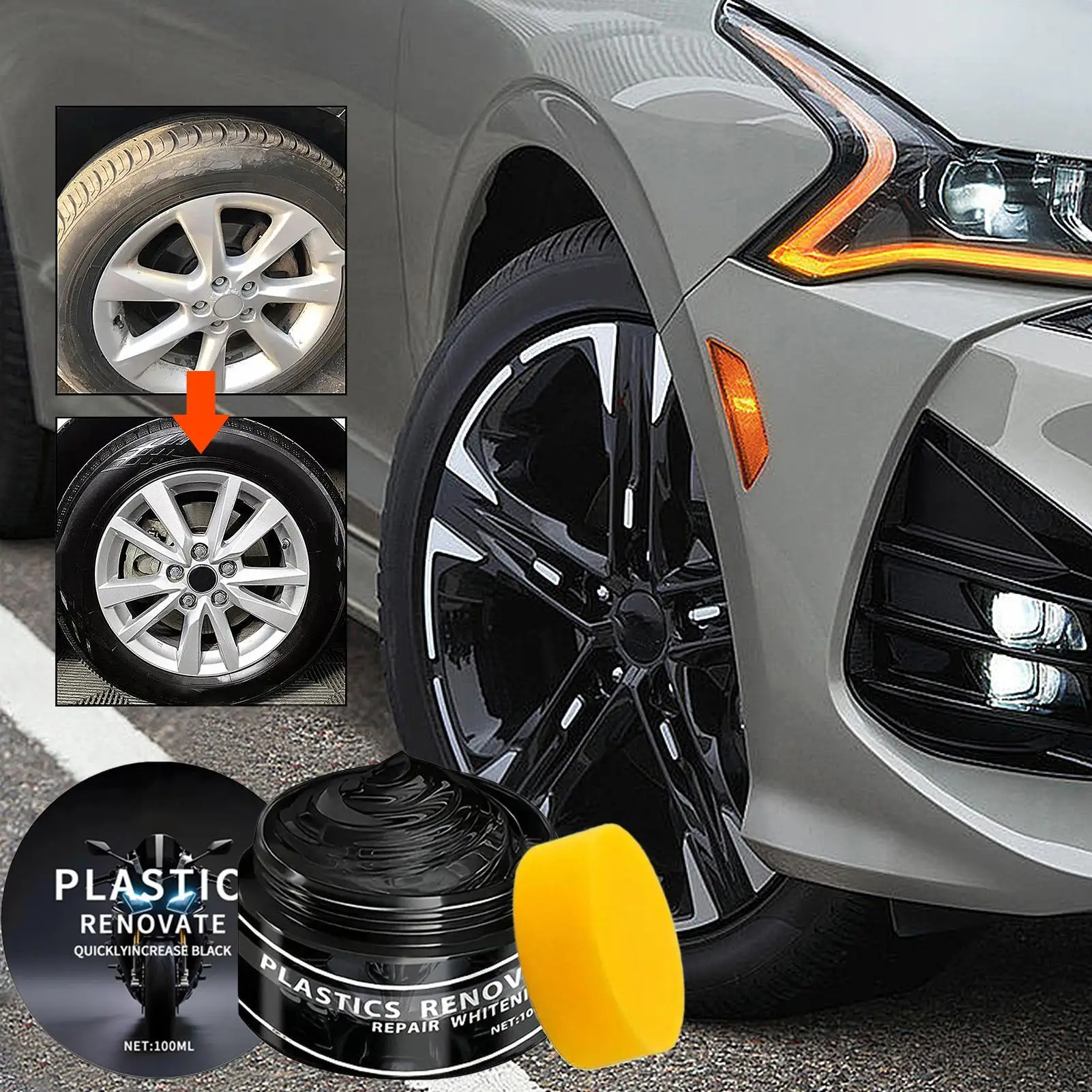 Black Car Interior Trim Restorer 100ml UV Protectant High Gloss Dash Cleaner for Plastic Rubber Upholstery Boat Detailing