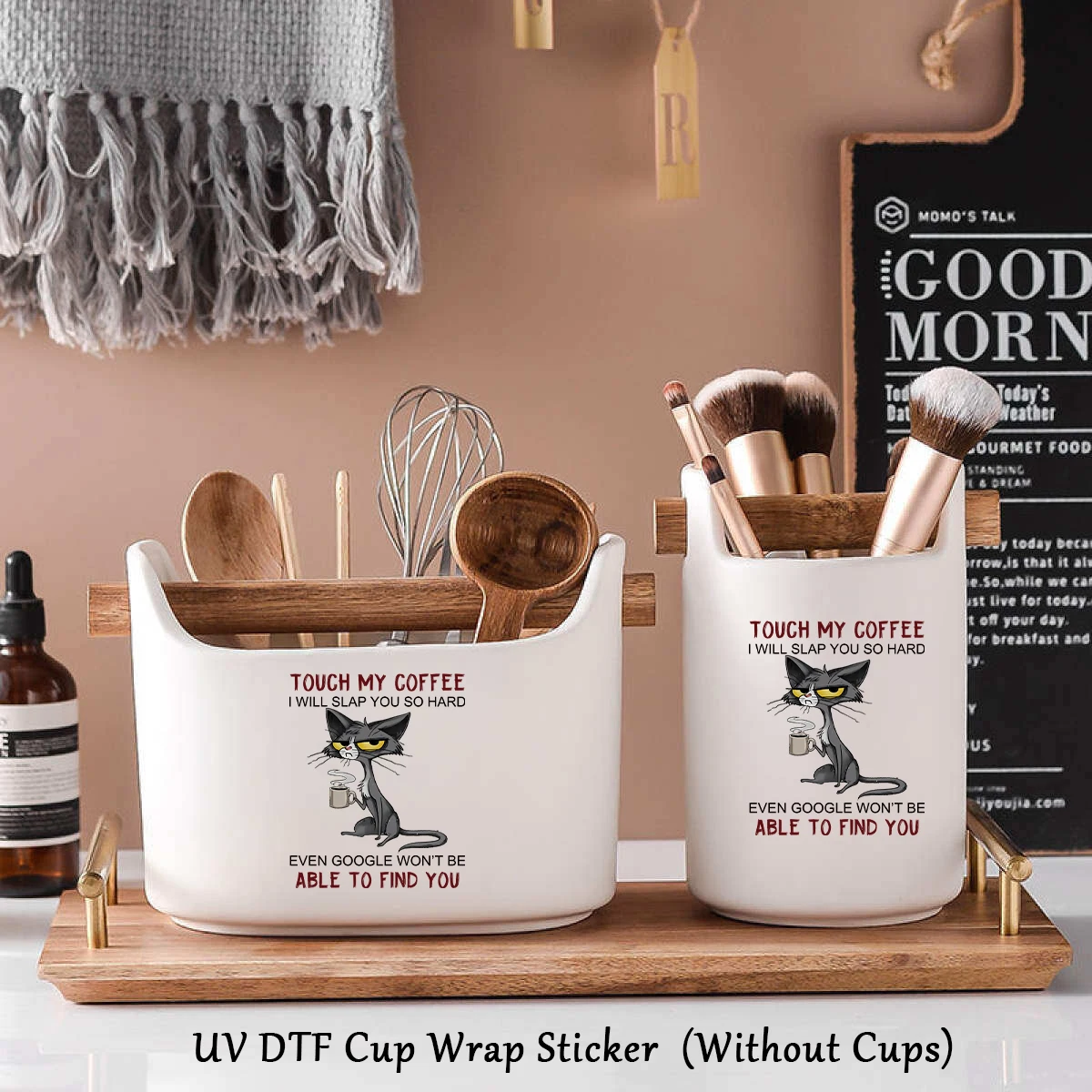 1PC Cat UV Transfer Sticker,DIY Waterproof Transfer Sticker,Animal Pattern DTF Stickers For Glass Cup,Glass Cup Gift Decoration
