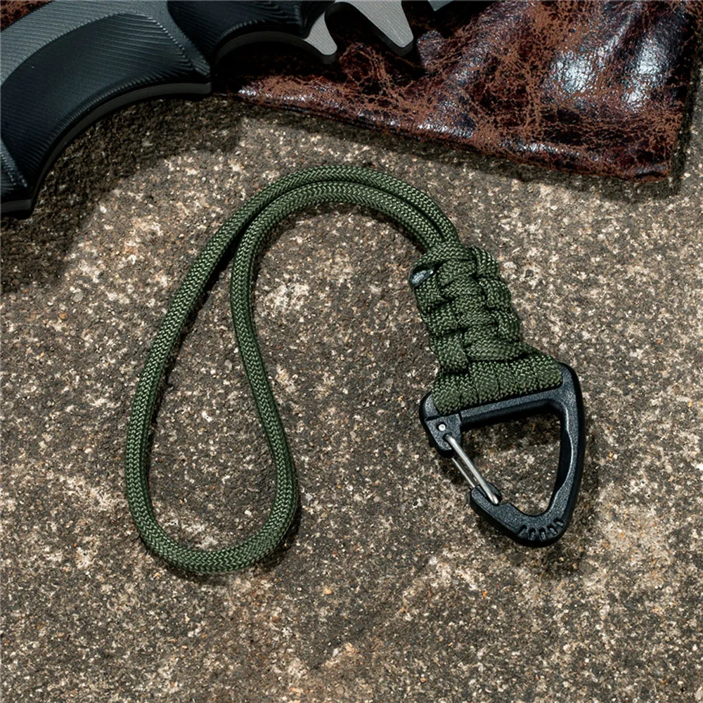 Parachute Cord High Strength Camping Hiking Triangle Buckle Keychain Paracord Key Ring Lanyard