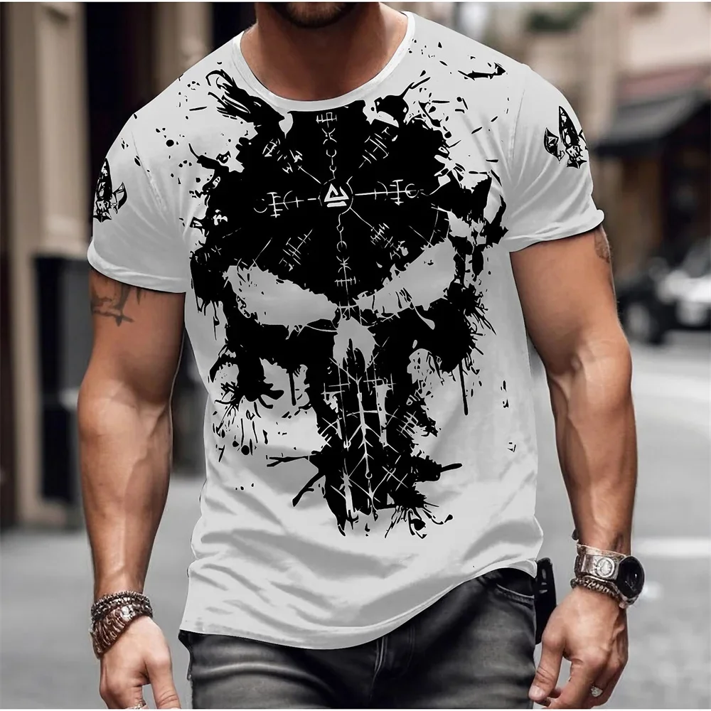 

2024 Men's T Shirt Fashion Casual Vintage Dead Skull 3D Print Summer O Neck Comfortable Top Large Tee Men's Outdoor Clothing