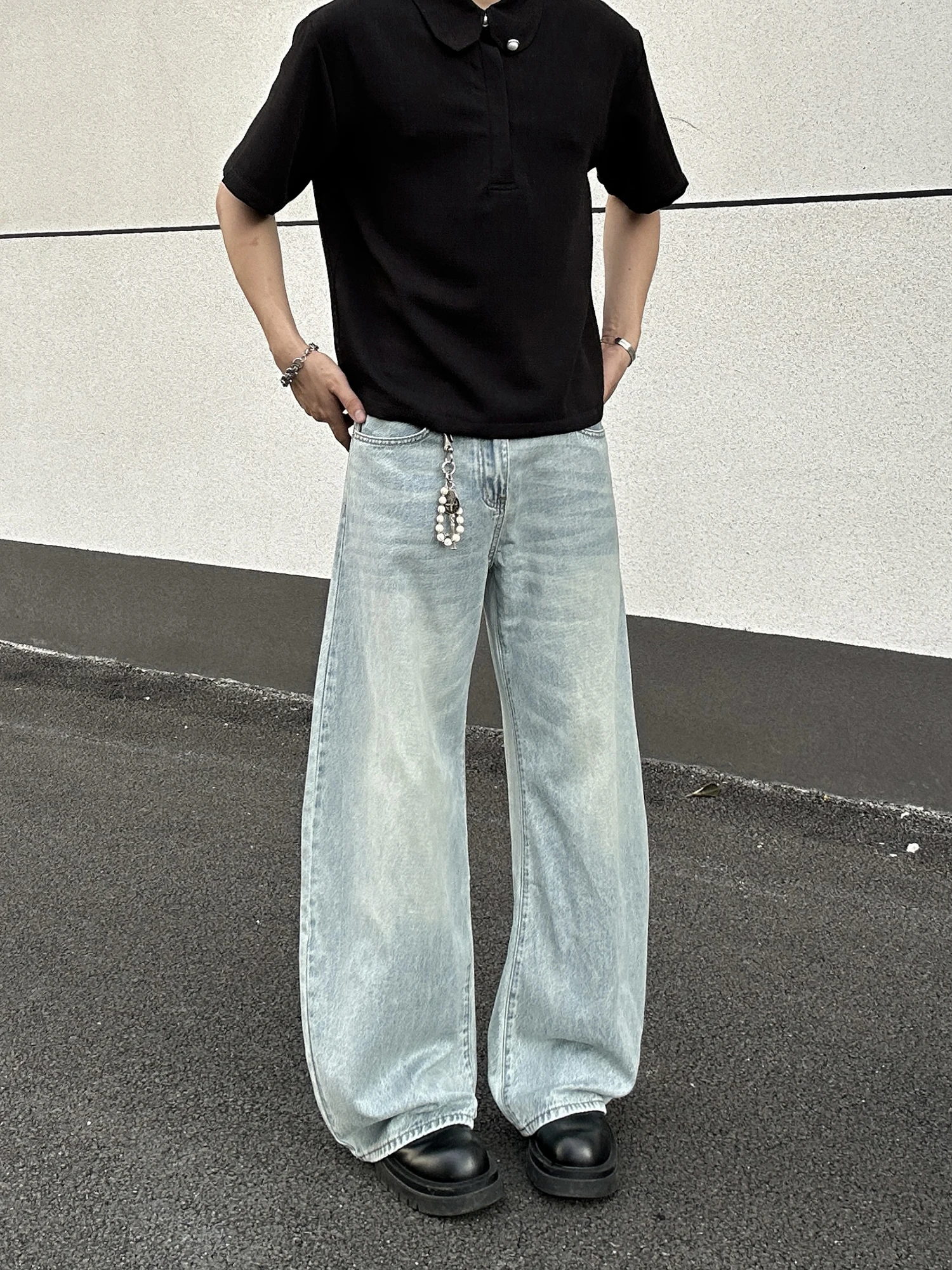 

Джинсы Waed Blue Cleanfit прямого кроя, свободные, летние повседневные, из денима, со средней низкой посадкой, на молнии, быстросохнущие