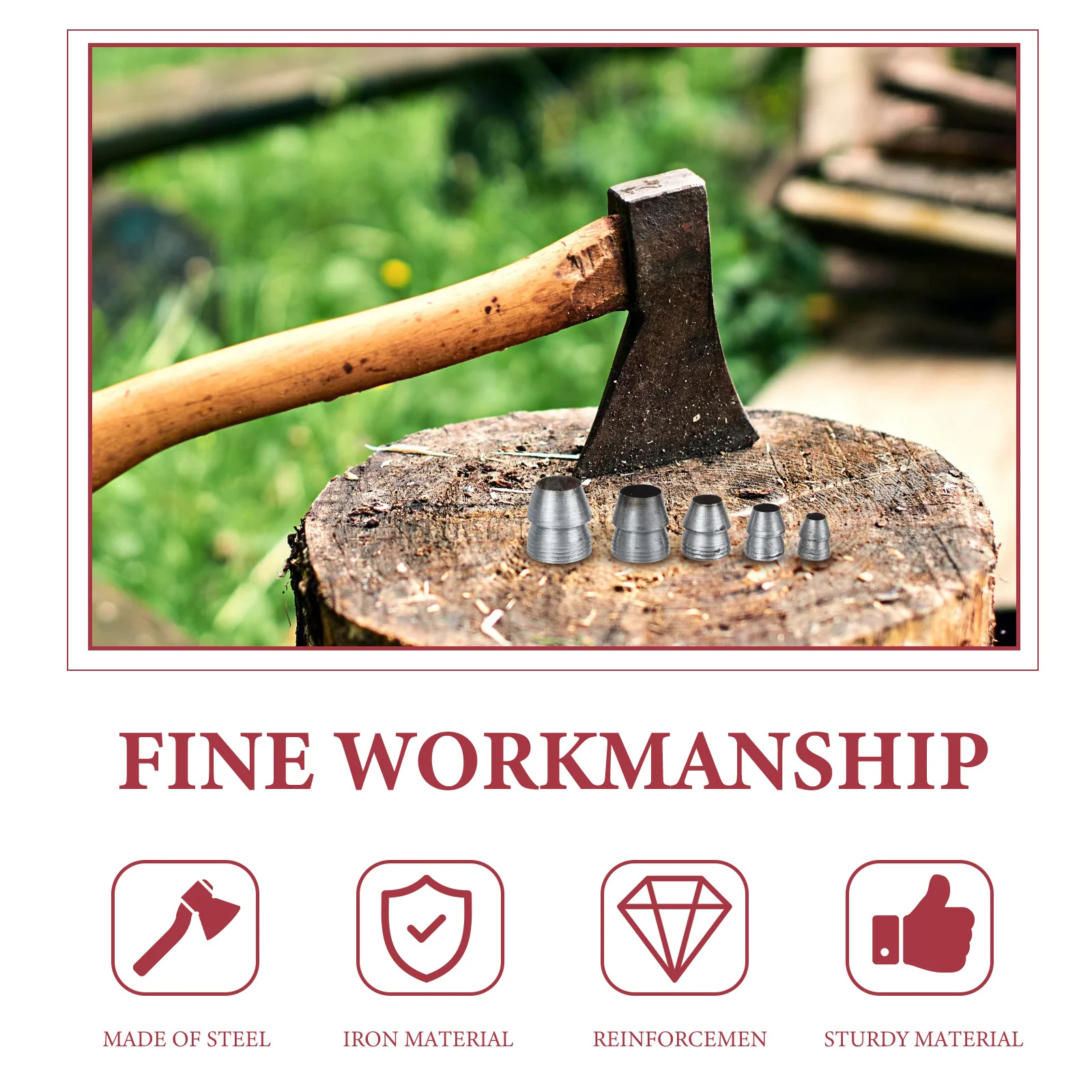 

25Pcs Round Hammer Wedge Kit Strong Iron Construction Ensures Durability Fits Wood Handles Tightly Expandable Space Fillers