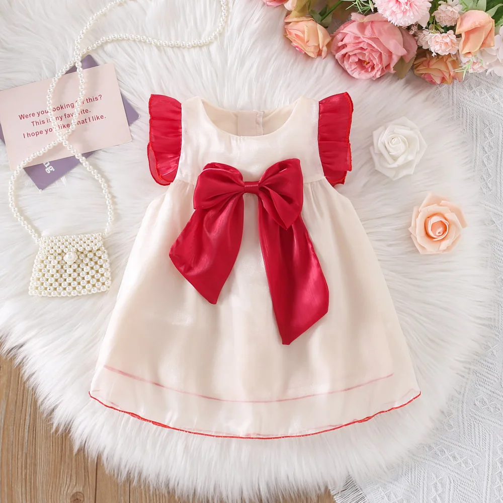 Summer Girls Dress Sweet Mesh Bow Girls Dress Stylish Girls Baby Dress (0-3 Years Old)