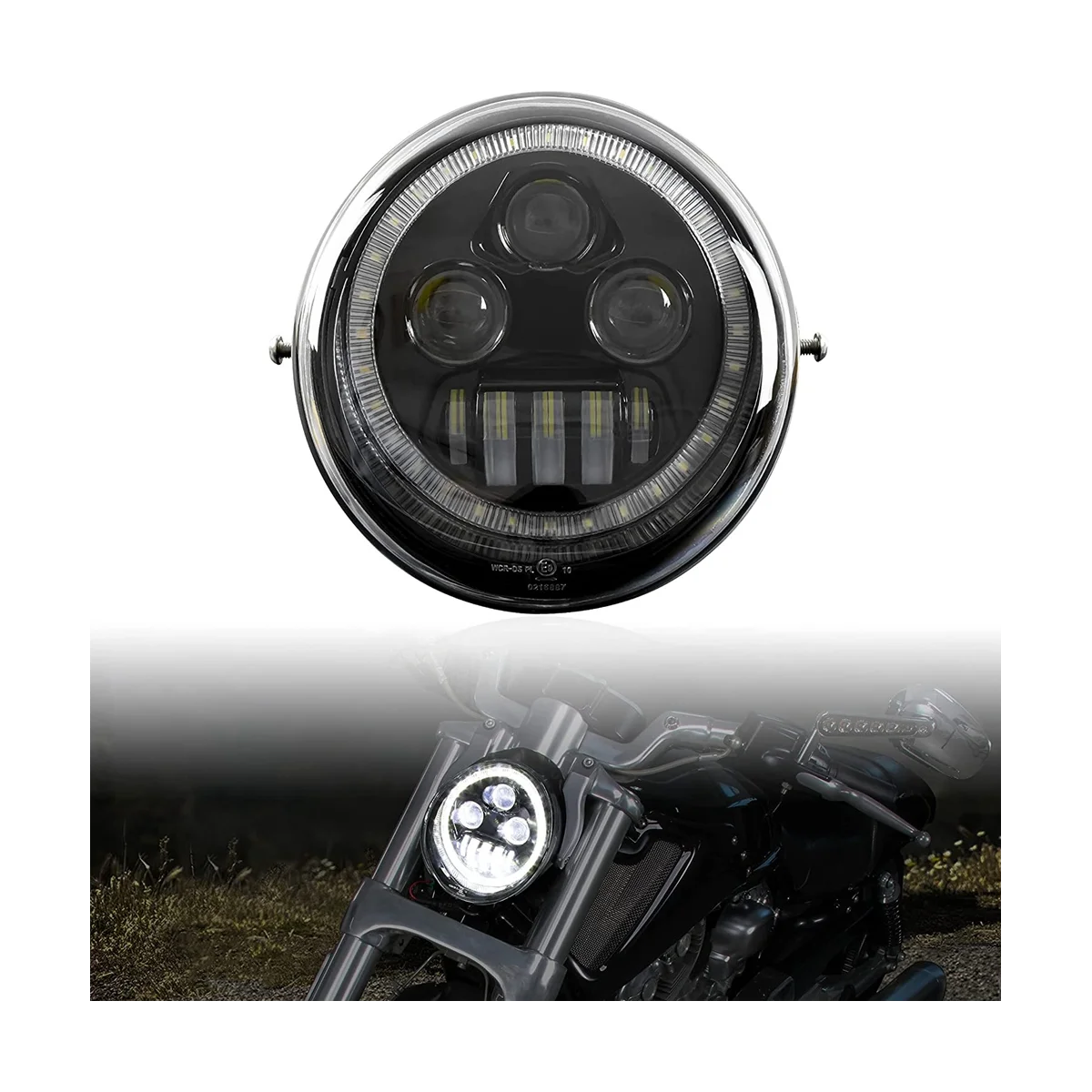 LED Head Light Front Lamp with High Low Beam Halo DRL for V-Rod VRod VRSCA VRSCF Street Rod 2002-2017