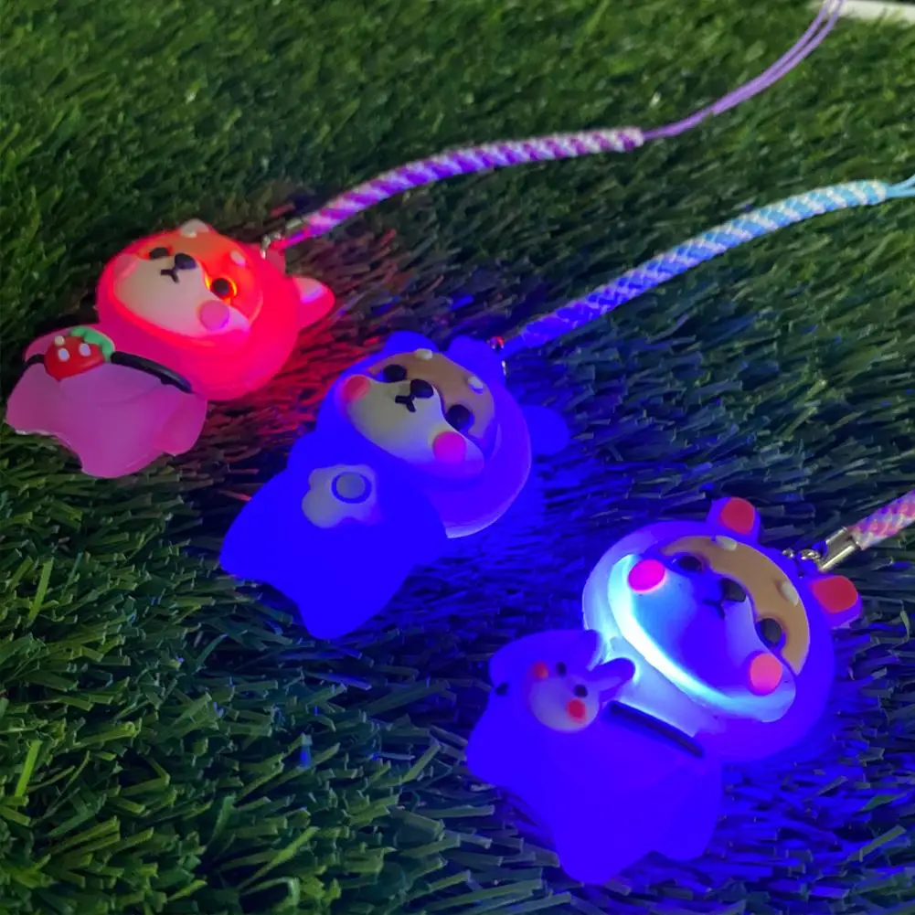 1Pcs Golf Rubber Tees With Flashing Light Cartoon Cute Prevent Loss Golf Ball Holder With Braided Rope Outdoor Golf Accessory