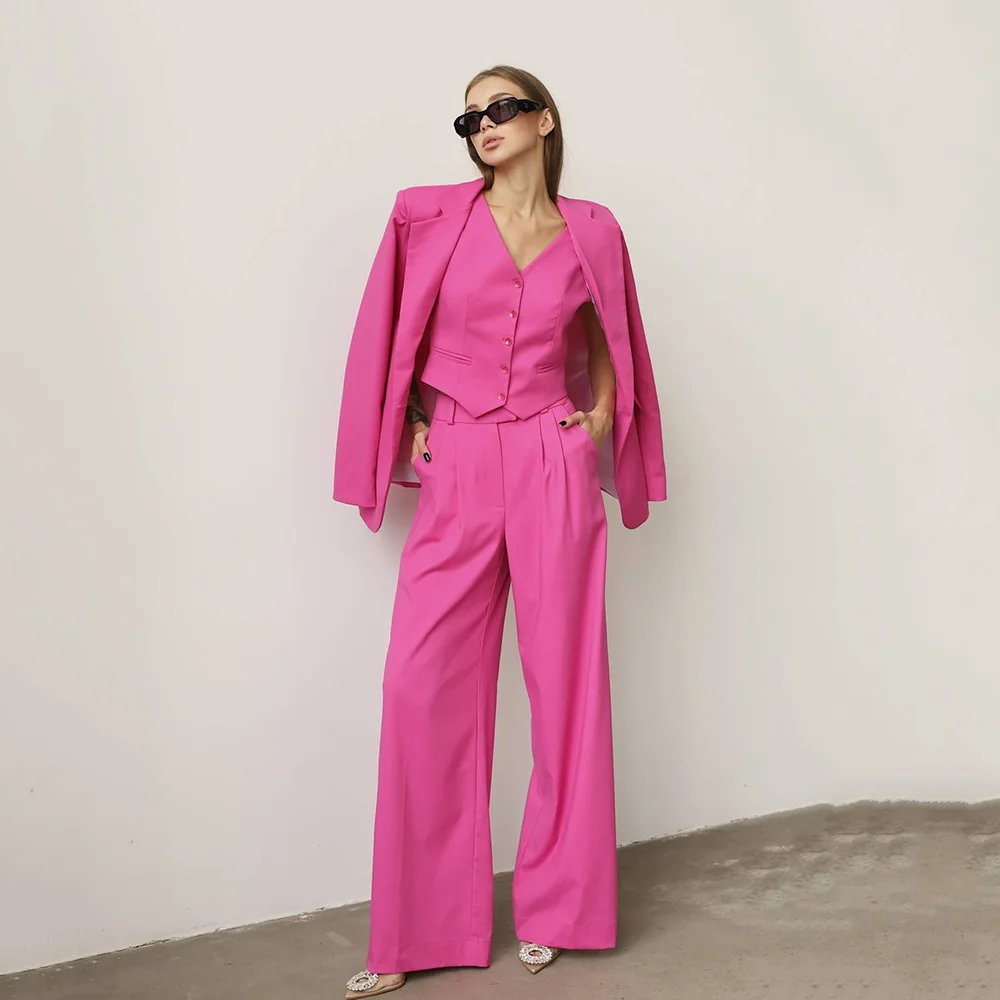 Traje de pantalón de moda para mujer, lujoso conjunto de 3 piezas: chaqueta, chaleco y pantalón, trajes formales y casuales elegantes para mujer, conjuntos de mujer
