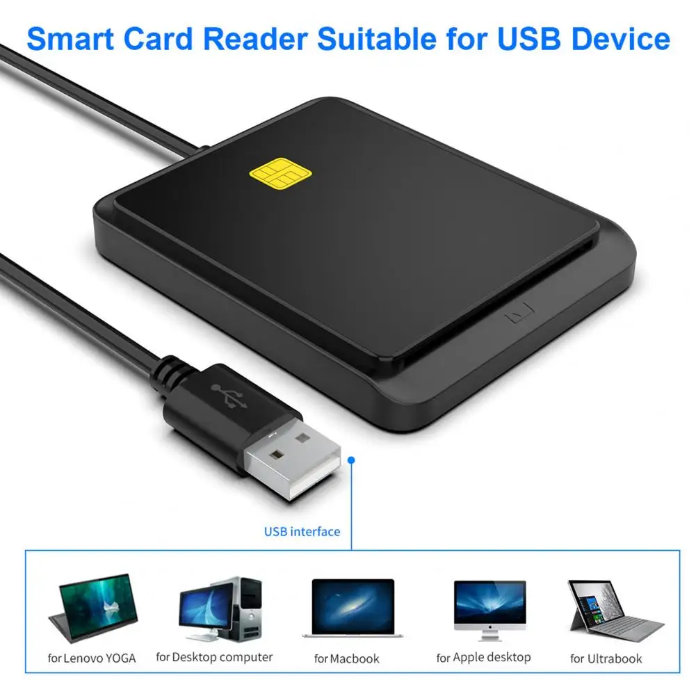 Reliable Card Reader Card Reader Adapter Dual Card Slot Design 2-in-1 Contact Smart Reader Bank Card Reader Data Acquisition