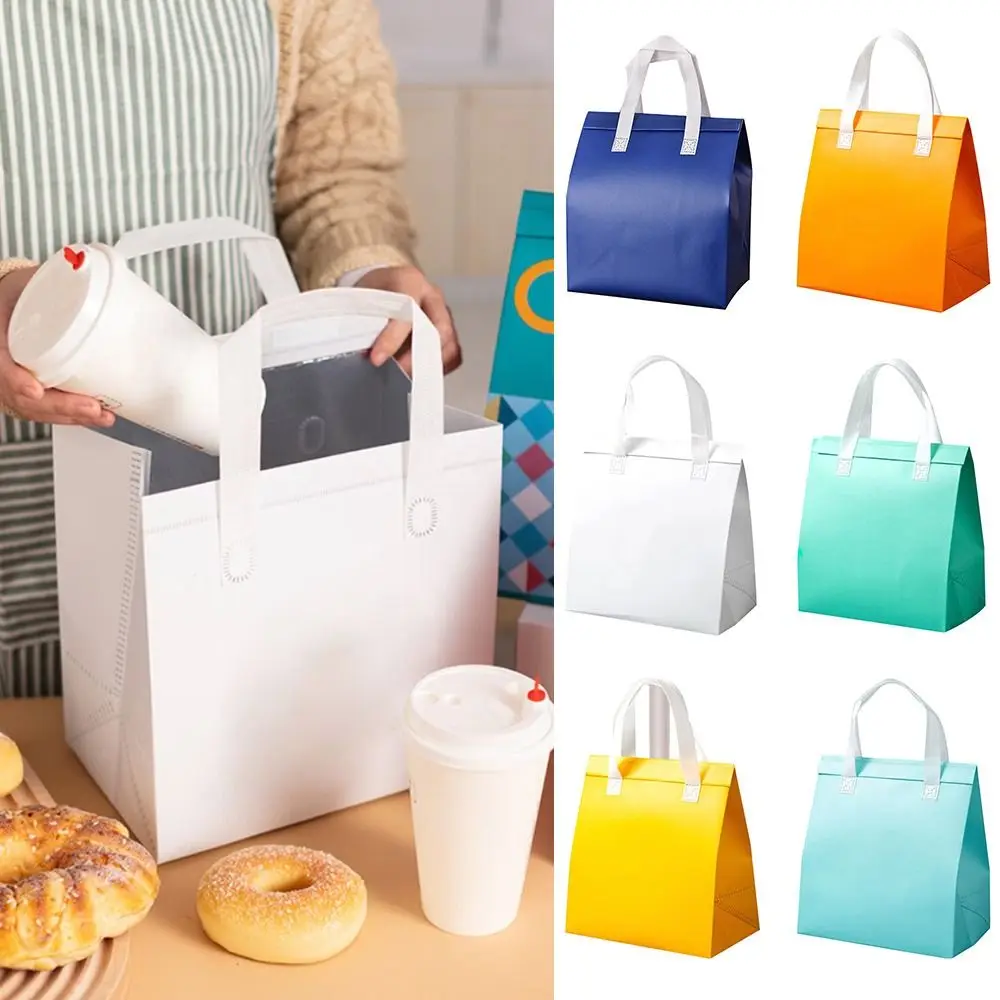 Waterproof Takeaway Thermal Insulated Bag Foods Beverage Delivery Handbag Cooler Ice Pack Square Picnic Lunch Bag for Restaurant