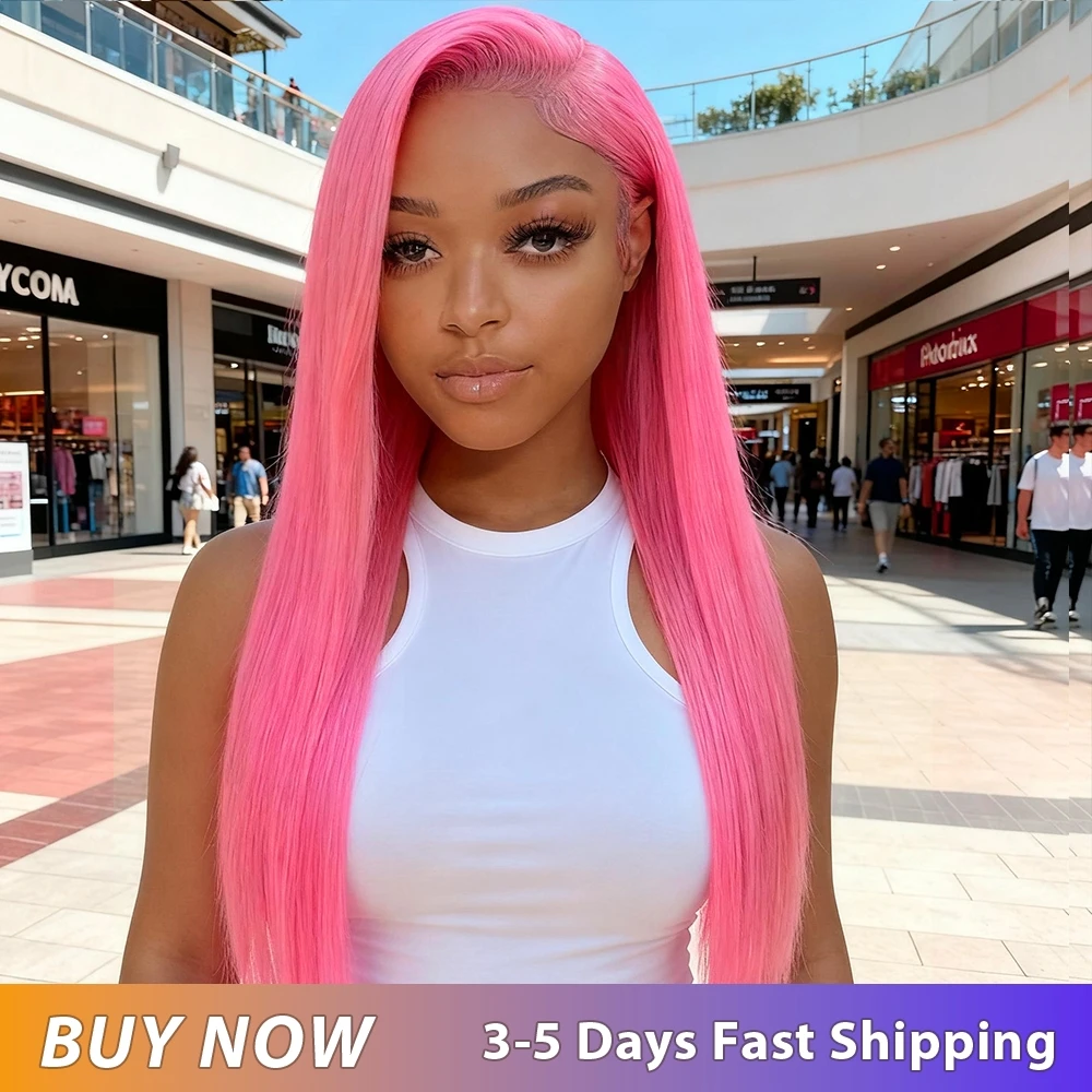 ピンク 13x4 レースフロントウィッグ ナチュラルレミー人毛エクステ ピンクヘアウィッグ 8～30インチ 染色・熱処理可能 密度180%