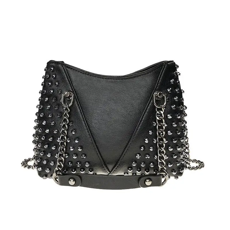 

Internet Celebrity Small Bag Women's New Ins Versatile Texture Portable Shoulder Messenger Bag Personalized Rivet Chain Handbag