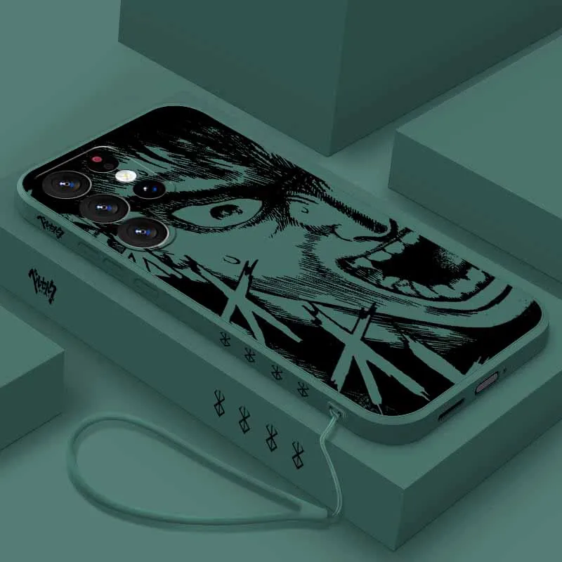 เคสโทรศัพท์ลายอนิเมะ Berserk สีดำ สำหรับ Xiaomi POCO X7 X6 X5 X4 X3 NFC GT M6 M5 M4 F6 F5 F2 F1 Pro แบบน้ำพร้อมสายคล้อง