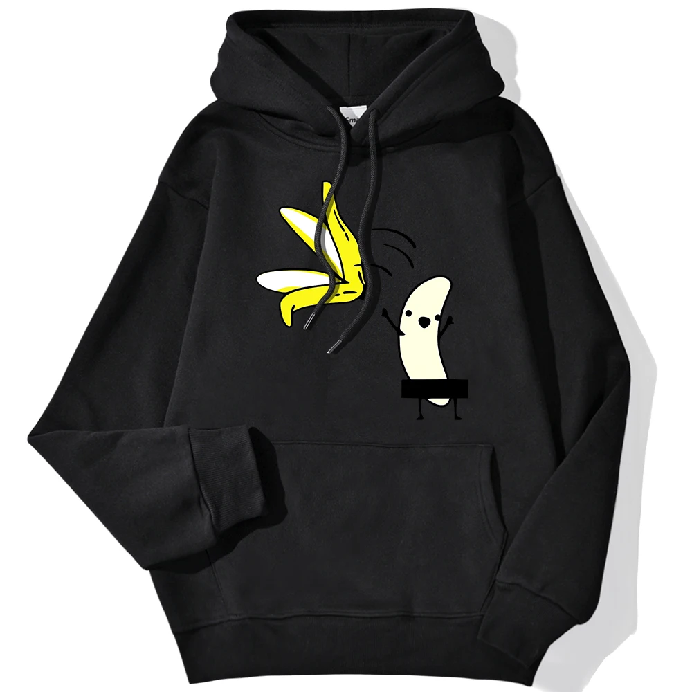 Street Ladies Hoodie Let\'s Take Off Our Banana Peel Funny Printing Comfortable Warm Sweatshirts Female Cute Streetwear  Clothing