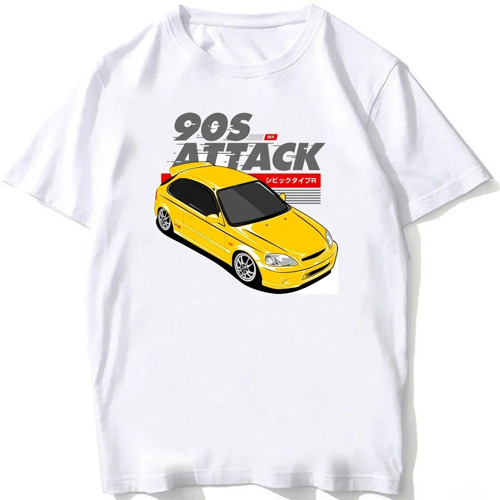

CIVIC EK9 90s Attack Classic T-Shirt Summer Men Short Sleeve Hip Hop Boy Casual Tees JDM Legend Civic Type R EF White TShirts