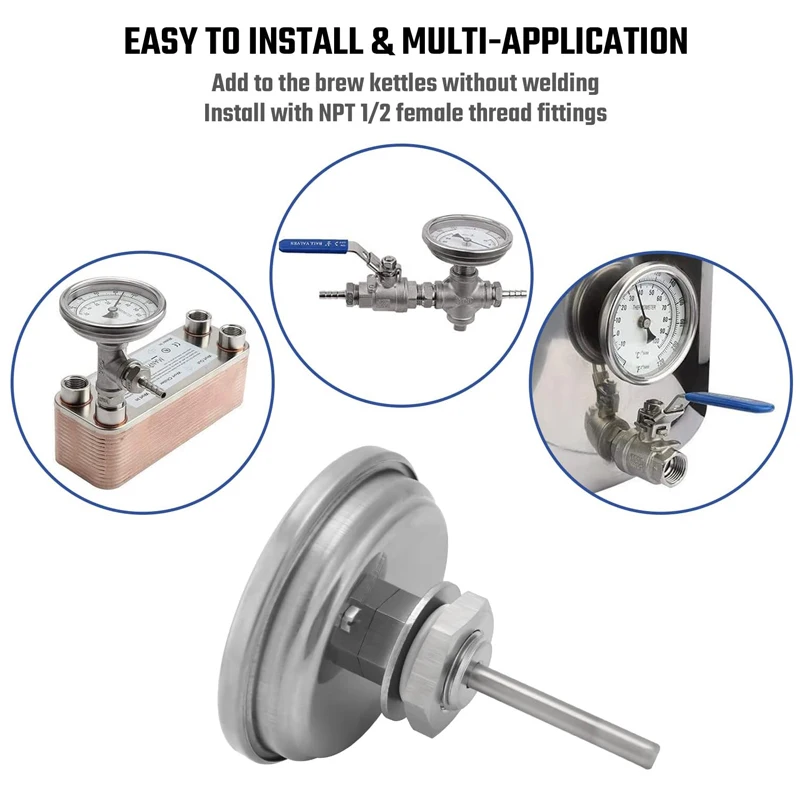 ELECQUEEN-termómetro de acero inoxidable para elaboración de cerveza, dispositivo inalámbrico NPT de 1/2 pulgadas para mampara de tetera casera