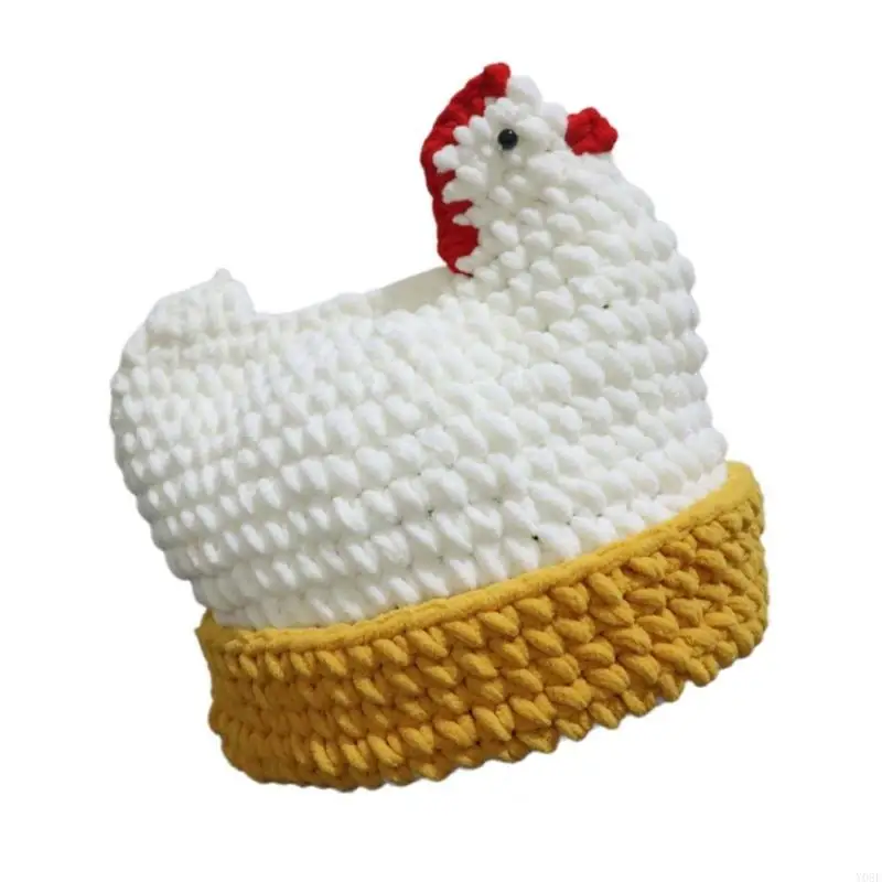 3D Huhn Gestrickte Krempe Für Thanksgiving Party Festival Winter Cosplay Kopfbedeckungen Für Männer Frauen Kinder Kostüm – Detail 3