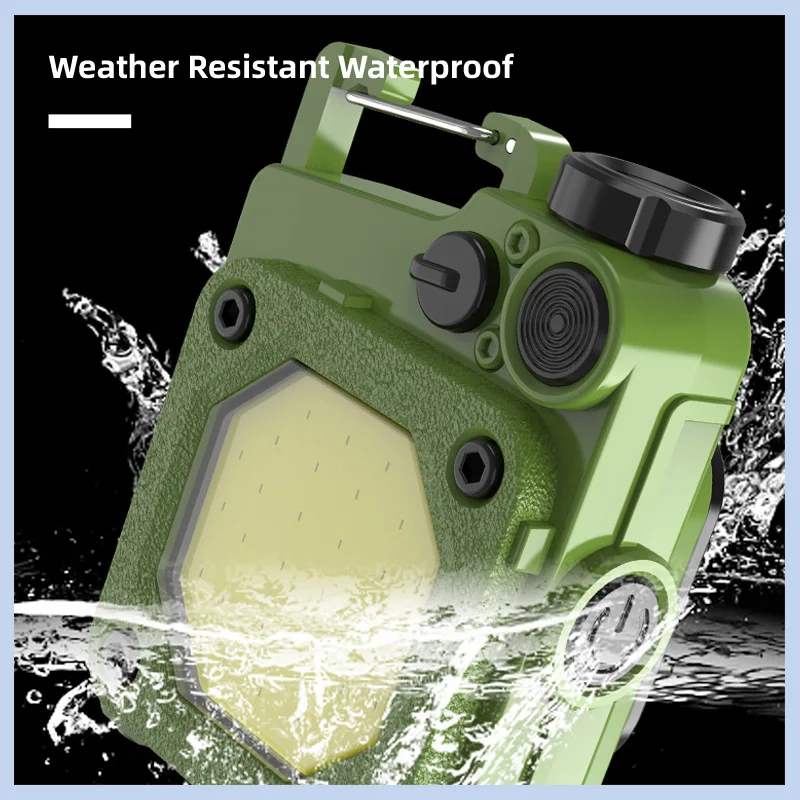 COB Keychain Work Light Mini LED Flashlight 4 Light Modes Emergency Light with Folding Bracket Screwdriver for Fishing Camping