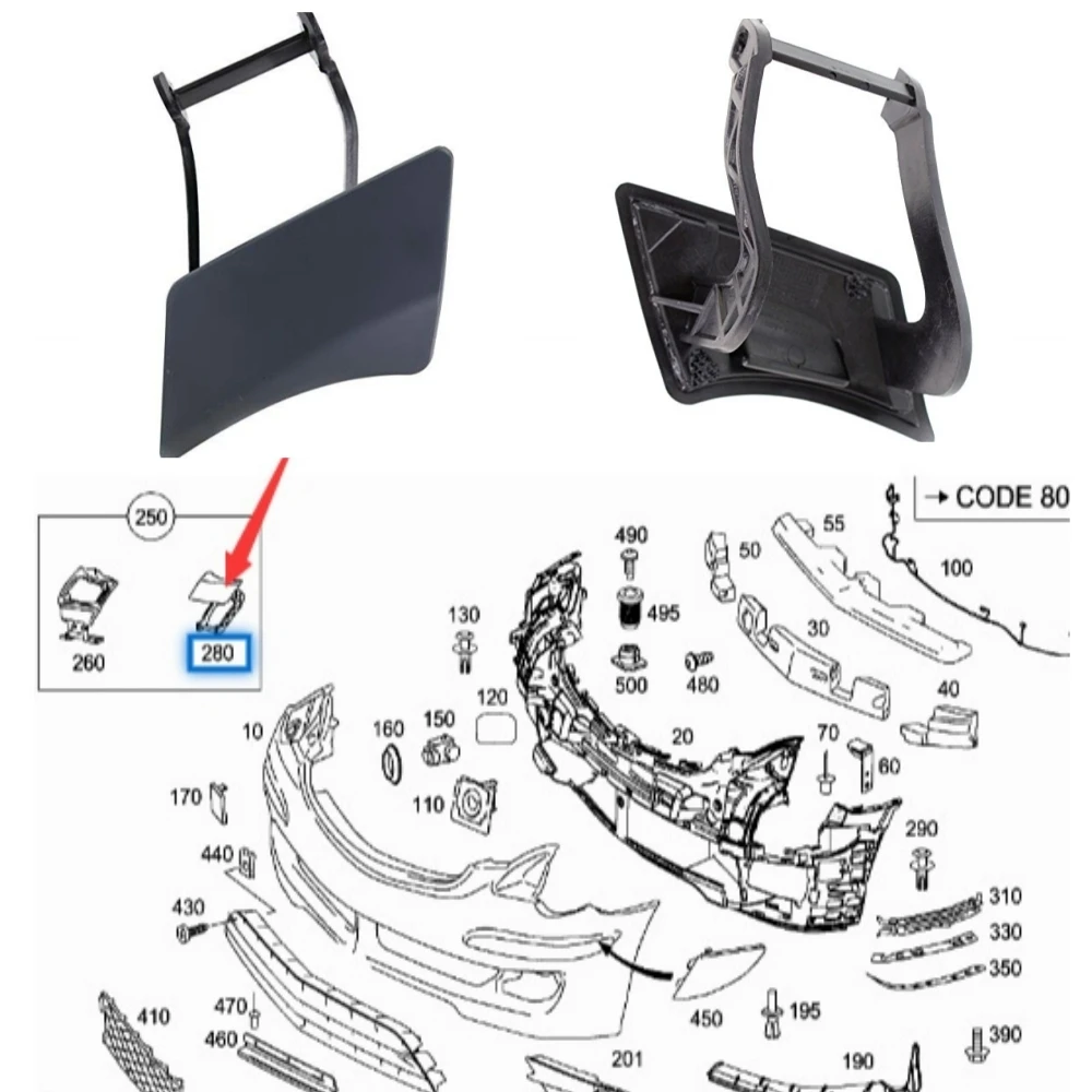 Front Bumper Water Spray Cover A2518800125 A2518800225 For Mercedes Benz R-Class W251 R350