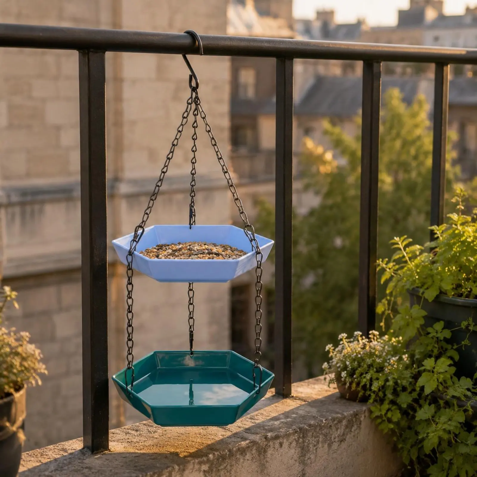 

Double-Layer Bird Feeder Plastic Hanging Bird Feeder Double-Layer Vertical Garden Accessory Weather Resistant