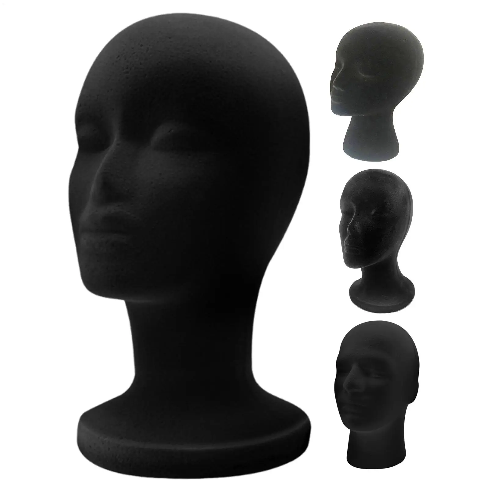 Nuevo 1 Uds cabeza de maniquí espuma terciopelo negro maniquí cabeza peluca exhibición modelo de exhibición de belleza para joyería cabello