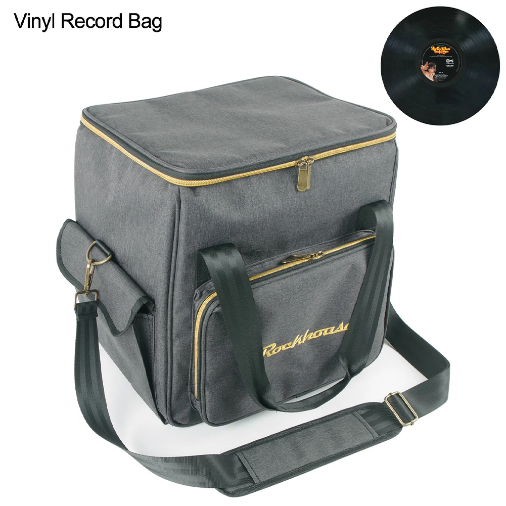 

Waterproof Record Storage Bag with Strap Portable Record Shoulder Bag Large Capacity Thicken Padded CD Bag for Music Lovers Gift