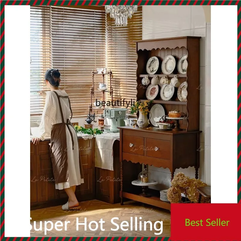 

K132 Sideboard Cabinet] French Retro Solid Wood American Country High Cabinet Plate Cabinet