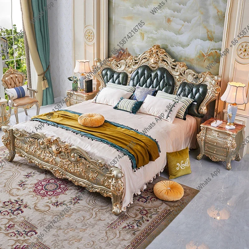 Iu Bedroom Set Unique Oak Double Bed Elegant European Modern Storage Queen Bed Luxury Princess Comferter Le Lit Pour 2 Personnes