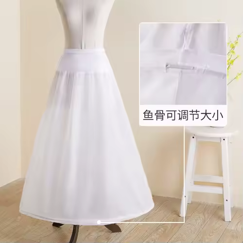 White Tulle Petticoat for A Line Style Wedding Dress 1 Hoops Bridal Wedding Accessories Long Petticoats Underskirt - Image 5