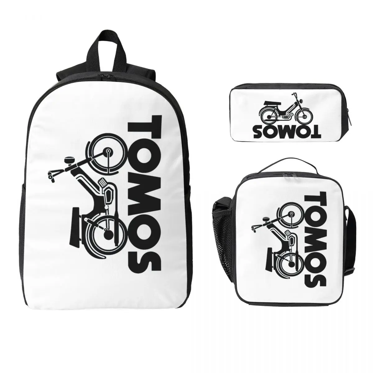 

Рюкзак для мопеда Tomos, студенческая сумка для книг для мальчиков и девочек, школьная сумка, компьютерные сумки на плечо, изолированная сумка для обеда 3 шт., пенал