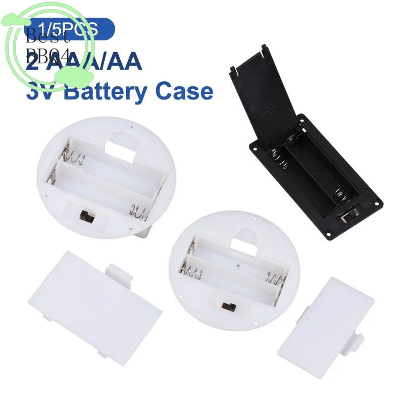 (BBQ4)1/5Pc 2 AAA/AA 3V Battery Case With Switch Cover Round Embedded Battery Holder Battery Storage Box Switch Socket Container