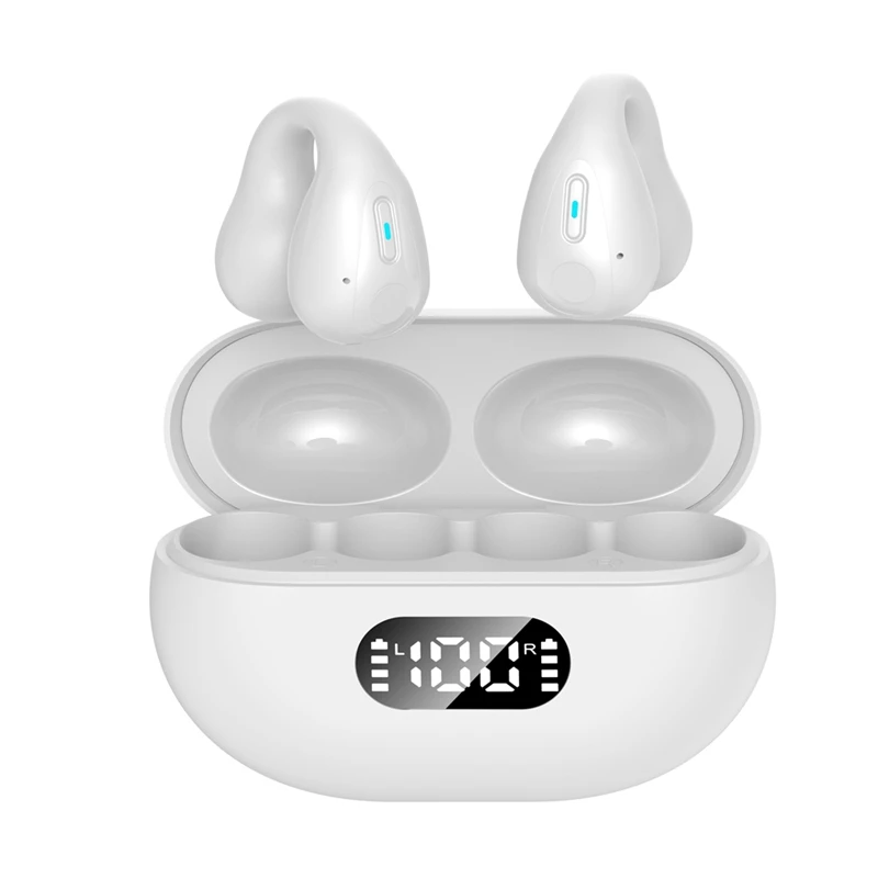 Bluetooth Earphones Clip On Ear Style Earcuffs CVC Earphones 5.3 Conduction Bluetooth Earring Wireless Ear Bone