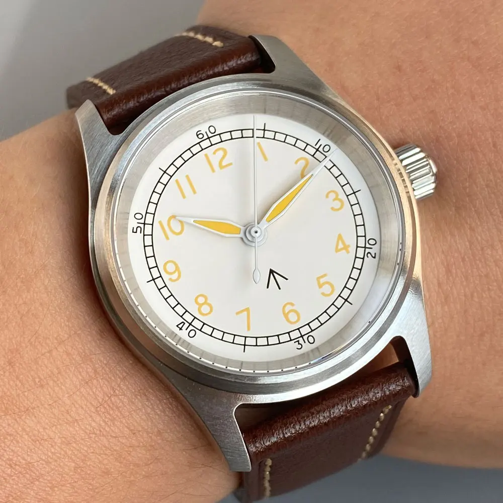 Супер зеленый люм, черный, зеленый, бежевый, новый, 36 мм, пилотный стиль, сапфировое стекло, 20 атм, подходит для NH35, мужские часы с автоматическим механизмом