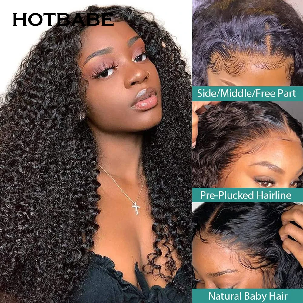 Super Double Drawn 360 Full Lace Wig 400 Density Kinky Curly Glueless Wig Human Hair Ready To Wear 13x6 HD Transparent Lace Wig