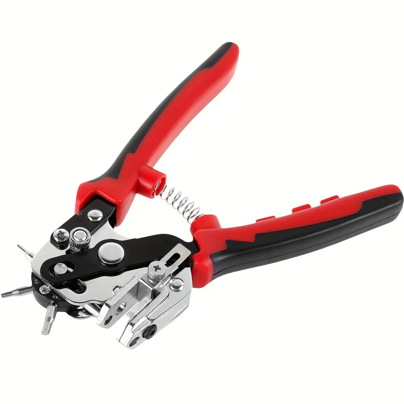 1pc Leather Hole Punch Tool Stainless Steel Belt Hole Puncher with 6 Holes Adjustable Hole Punch Tool Pliers with Leather Punch