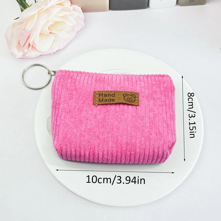 6pcs Corduroy Tiny Wallet Pouch, Zipper Coin Bag, Small Storage Case for Storing Change, Earphone, Cosmetic Bits, Tiny Items XJM