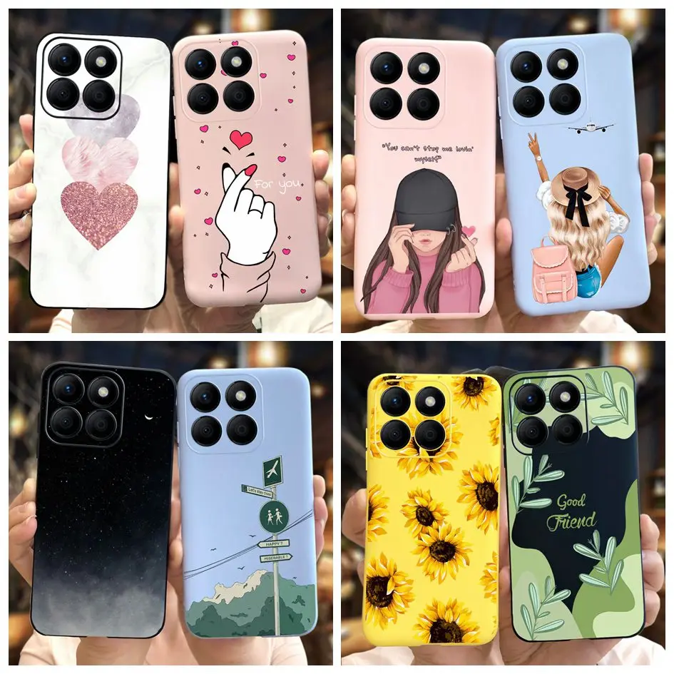 For Honor X8b Case HonorX8b Cover Lovely Heart Girls Flower Painted Bumper Soft Funda For Honor X8b 5G 2023 LLY-LX3 LLY-LX2 Capa