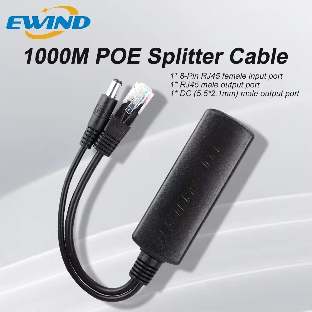 EWIND جيجابت POE الفاصل 48 فولت إلى 5 فولت 12 فولت مايكرو USB/Type-C/DC 10/100/1000 ميجابت في الثانية الطاقة عبر إيثرنت مع كابل القطع POE المعزول