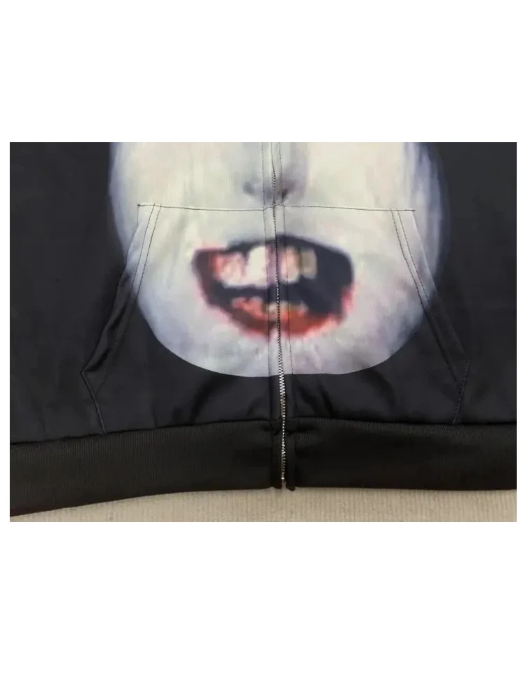 Amerikanische Retro Harajuku Ästhetik Mode Damen Hoodies Herbst und Winter schrullige Muster personalisierte gedruckte Reißverschluss Hoodies