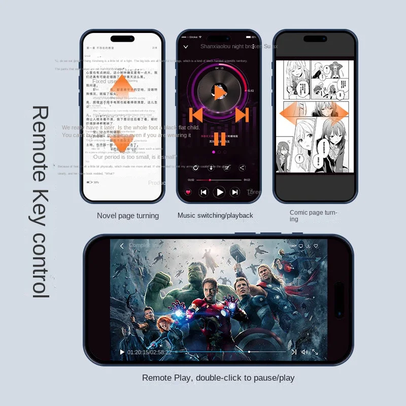 Ring Style telecomando Mobile Page Turner Bluletooth V5.3 registrazione Video telecomando 7 tasti Compact Fingertip Controller Selfie