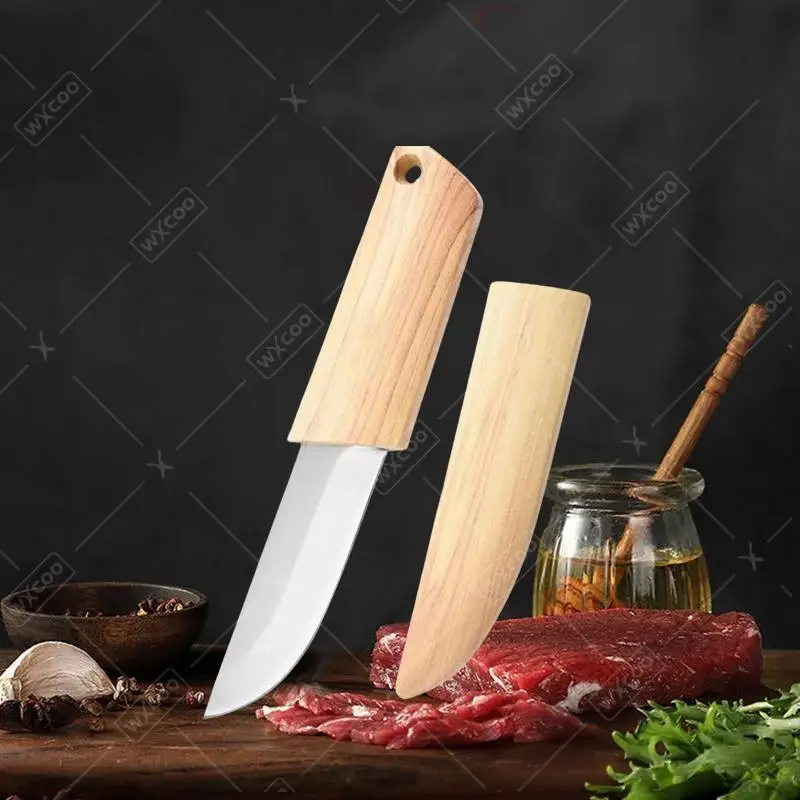 WXCOO Obstmesser aus Edelstahl, Küchenzubehör mit Abdeckung, Taschenmesser, multifunktionales Küchenmesser zum Fleischschneiden
