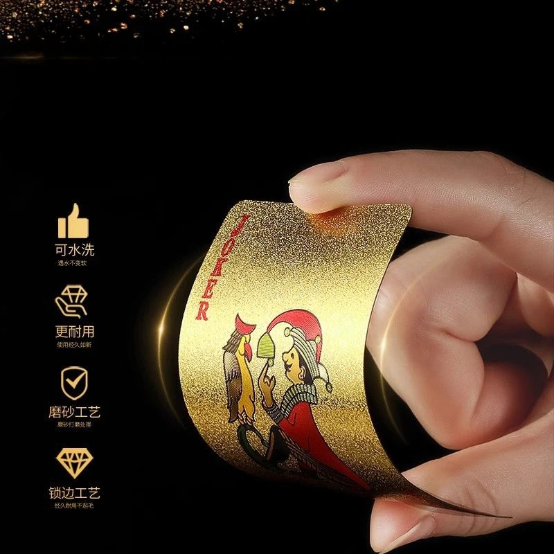 

1pc Golden PVC Waterproof Poker Gold Rose Decora Anti Folding Thick Poker Club Entertainment Props Family Time Spending Toys
