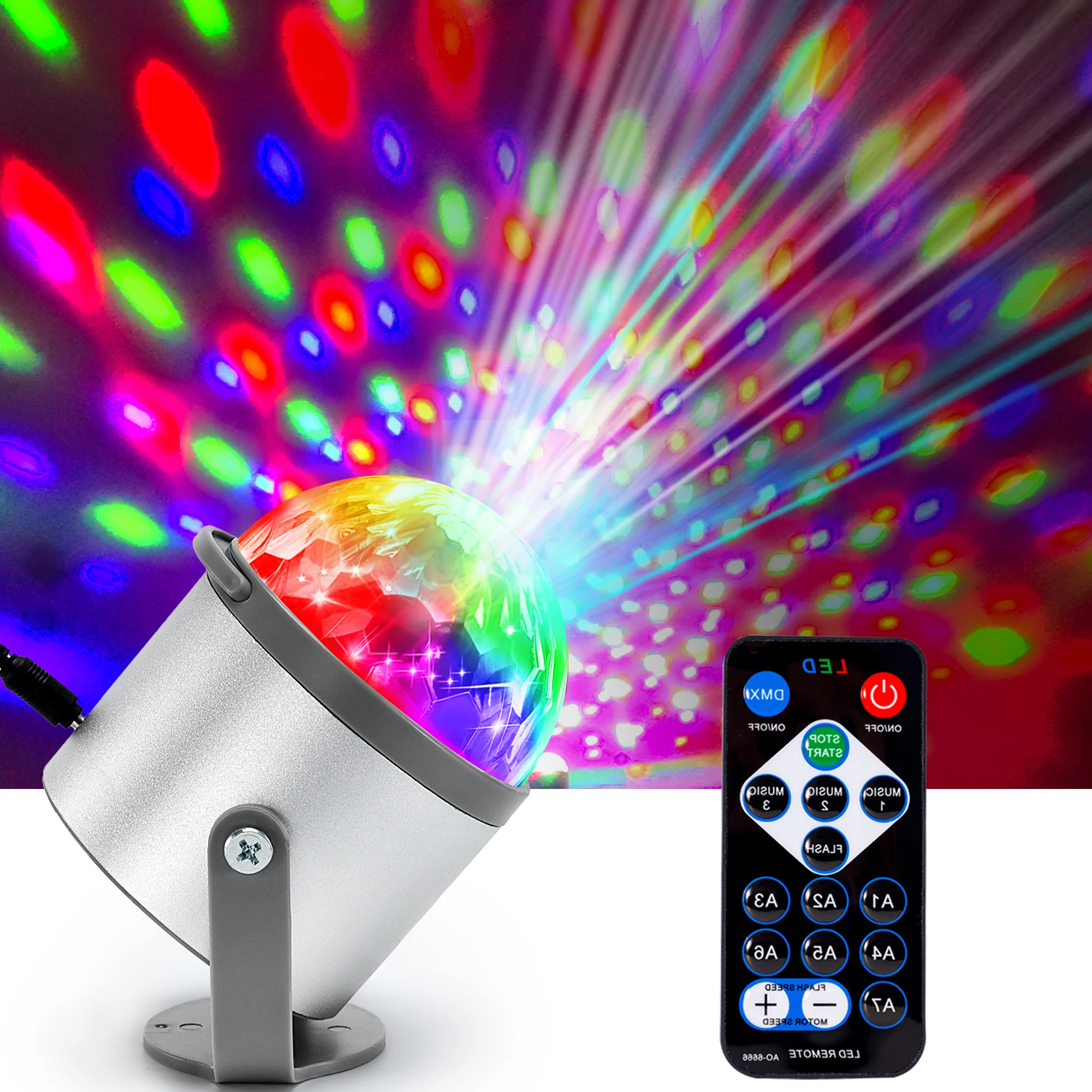 Luces nocturnas de Dj de bola de discoteca, lámpara estroboscópica de escenario giratoria Rgb activada por sonido para decoración de cumpleaños de la habitación del hogar, fiestas de baile de boda