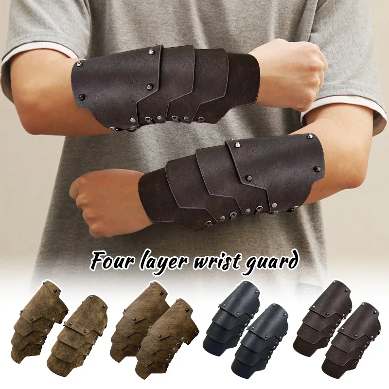

Medieval Viking Armor Pu Leather Wristband Bracers Arm Armor Cosplay Props Steampunk Arm Wrap Shoulder Harness Costume Accessory