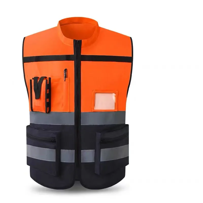 High Visibility Multi Pocket Oxford Fabric Reflective Safety Vest Customized Logo For Night Riding Reflective Vest