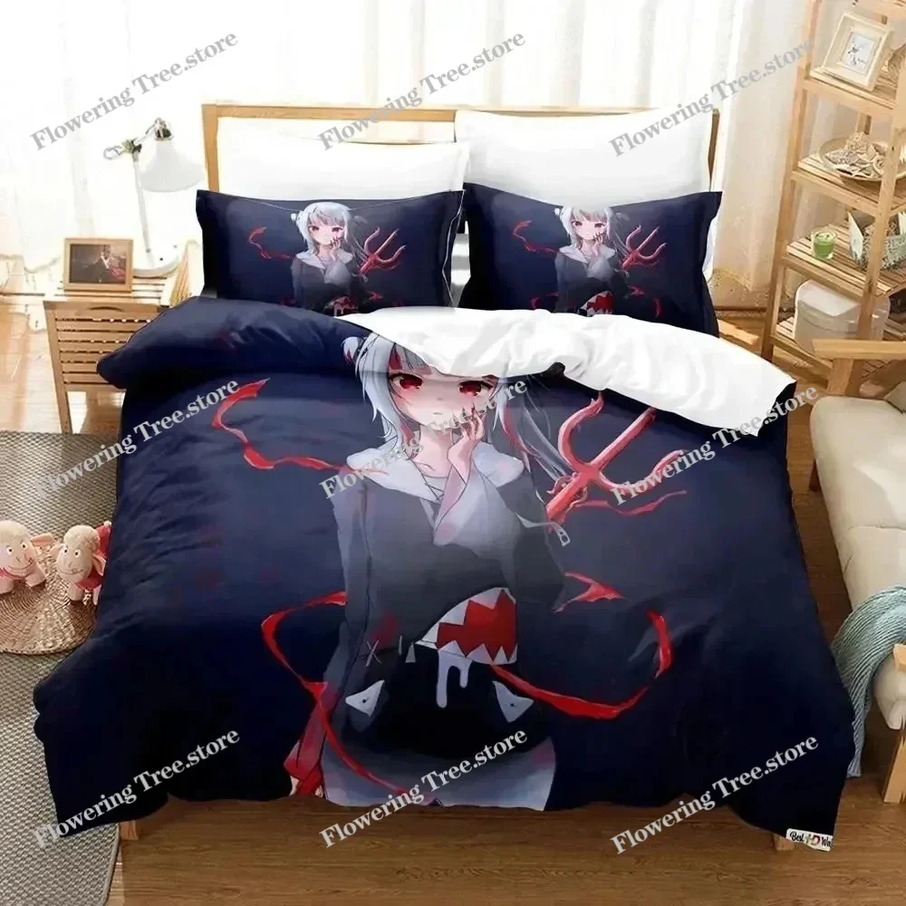 G-Gawr Gura Reflect Fanart holoMyth Bedding Set Duvet Cover Bed Set Quilt Pillowcase Comforter king Queen Size Boys Adult 025
