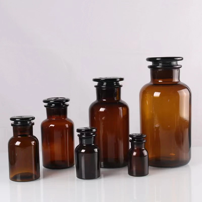 High-quality Lab brown Reagent Bottle Amber Bottle Lead-free High Borosilicate glass, with ground-in glass stopper