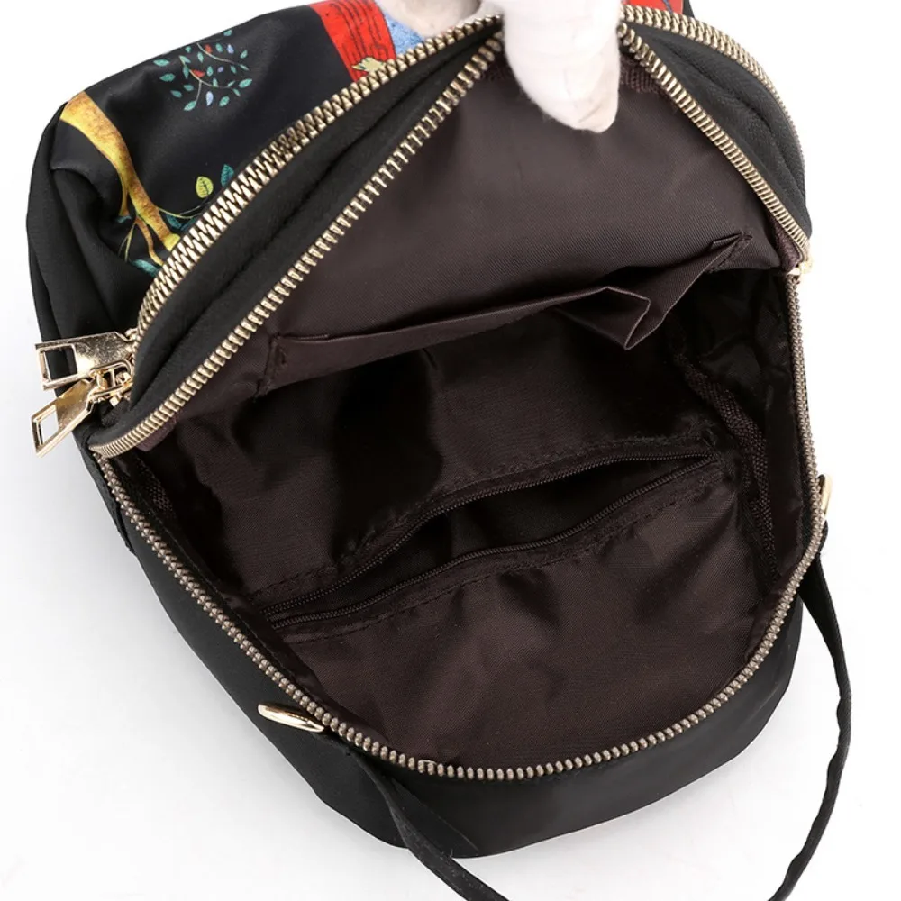 New Waterproof Printing Backpack Large Capacity Nylon Rucksack Small Round Bag School Bags