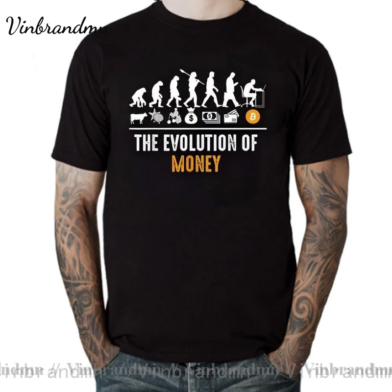 Men Women's T-Shirt The Evolution Of Money Funny Bitcoin Tees Crypto Coin Cryptocurrency T Shirts Plus Size Clothing